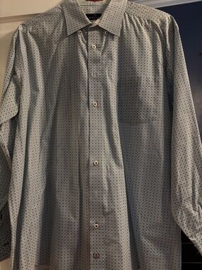 Bugatchi Men's Blue Micro-Pattern Dress Shirt